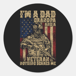 4th Of July Usa Flag I'm A Dad Grandpa And A Veter Classic Round Sticker