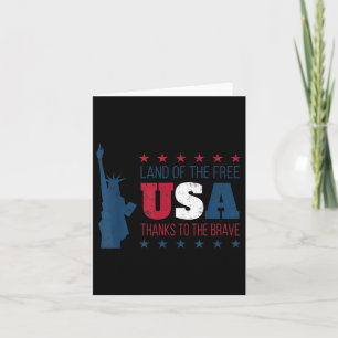 4th Of July Usa Flag Land Of Free Memorial Day Pat Card