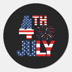 4th Of July Usa Flag Party Patriotic American Inde Classic Round Sticker