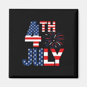 4th Of July Usa Flag Party Patriotic American Inde Magnet