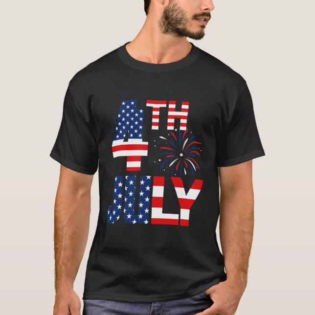 4th Of July Usa Flag Party Patriotic American Inde T-Shirt (Front)