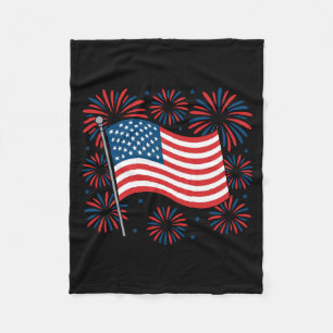4th Of July Usa Flag Patriotic Fireworks Aamerica Fleece Blanket