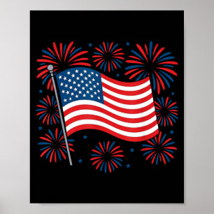 4th Of July Usa Flag Patriotic Fireworks Aamerica Poster