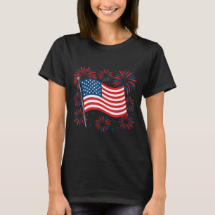 4th Of July Usa Flag Patriotic Fireworks Aamerica T-Shirt