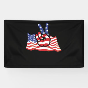 4th Of July USA Flag Peace Sign Hand Patriotic