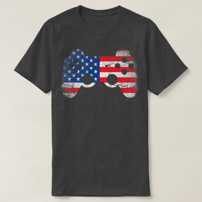 4th Of July USA Flag Video Game Patriotic Video Ga T-Shirt (Design Front)