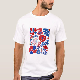 4th of July USA Floral Subtle America Independence T-Shirt