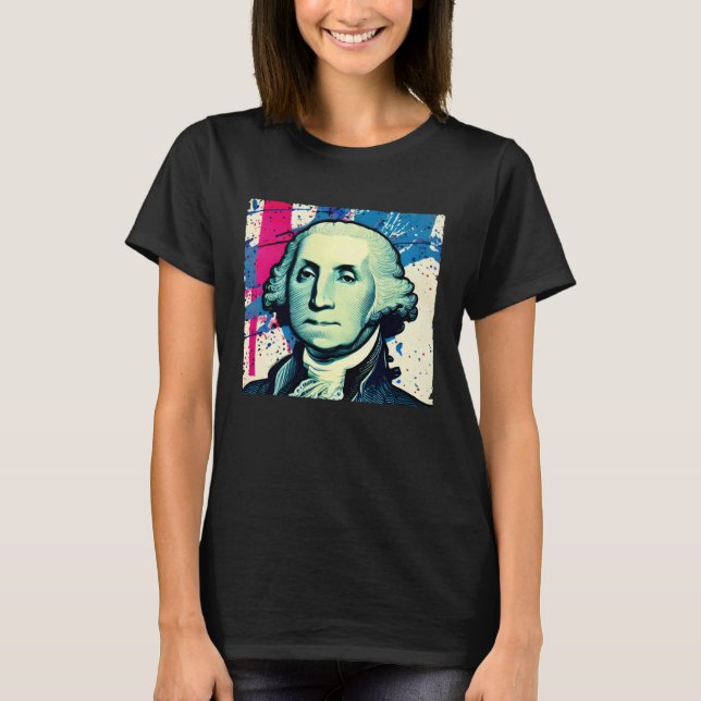 4th of July USA George Washington American Art On T-Shirt (Front)