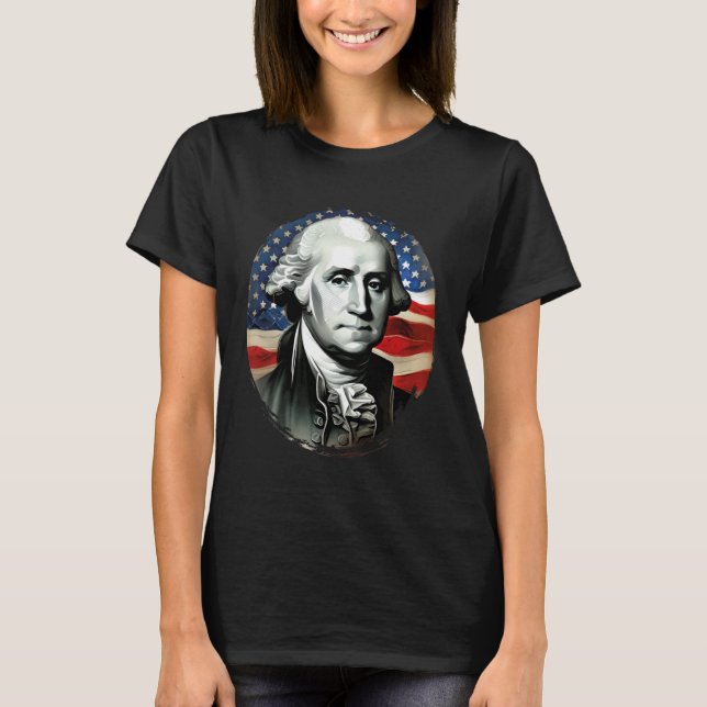 4th of July USA George Washington Painting On T-Shirt (Front)
