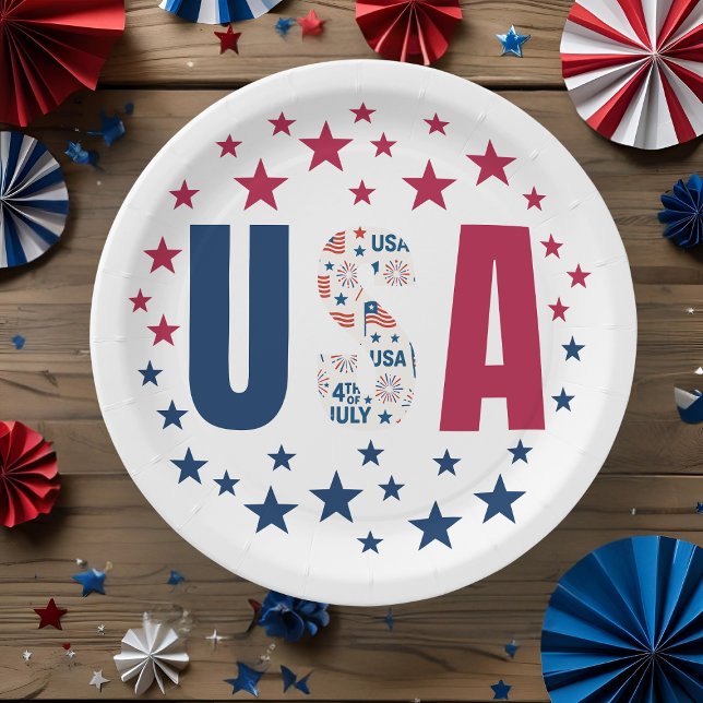 4th Of July USA Paper Plate with Stars  (Creator Uploaded)