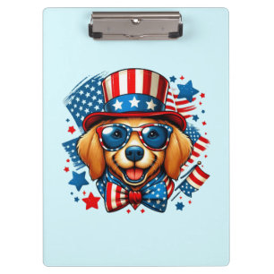 4th of July USA Patriotic Dog Independence Day Clipboard