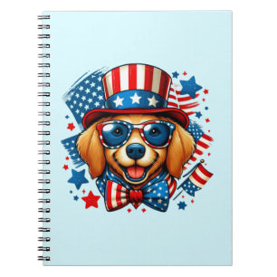 4th of July USA Patriotic Dog Independence Day Notebook