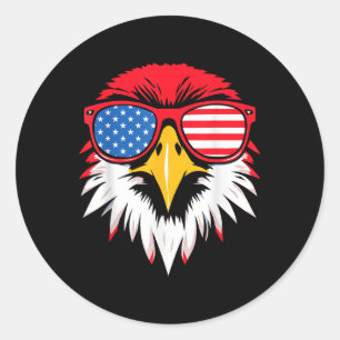 4th Of July Usa Patriotic Eagle American Flag Men  Classic Round Sticker