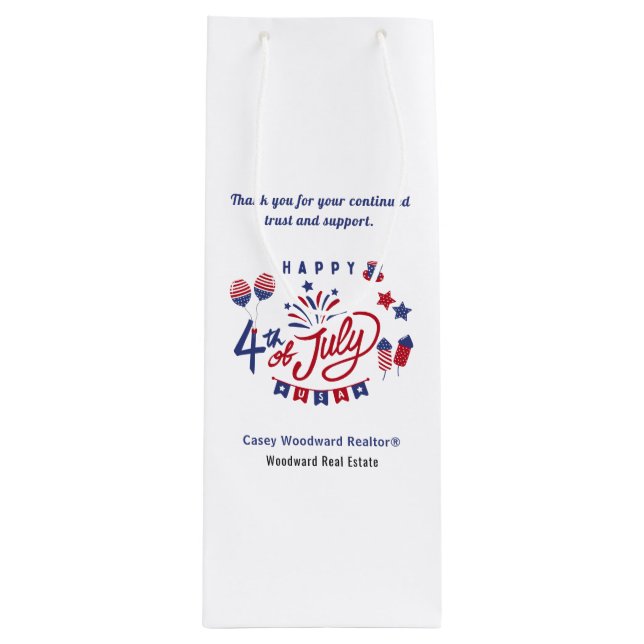4th of July USA | Realtor Client Appreciation  Wine Gift Bag (Front)