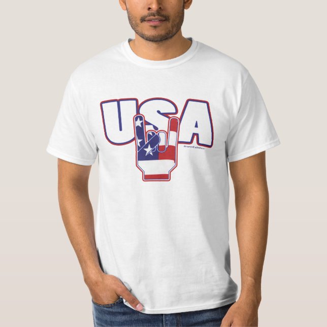 4th of July USA ROCKS wht T-Shirt (Front)
