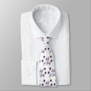 4th of July USA Stars and Stripes Text Pattern Tie