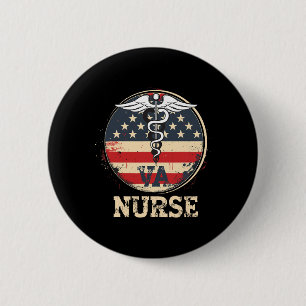 4th Of July Va Nurse Flag Wings Appreciation Nurse 6 Cm Round Badge