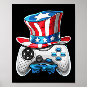 4th Of July Video Game American Flag Uncle Sam Gam Poster