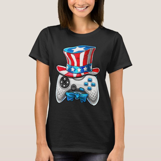 4th Of July Video Game American Flag Uncle Sam Gam T-Shirt (Front)