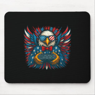 4th Of July Video Game Bald Eagle American Flag Bo Mouse Pad