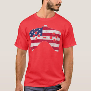 4th of July Video Game Gamer American Flag USA Kid T-Shirt