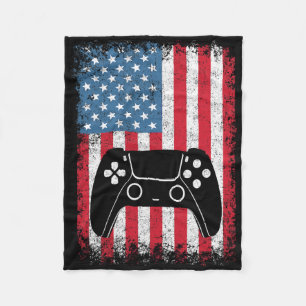 4th Of July Video Game Gamer Kids Boys Men Usa T S Fleece Blanket