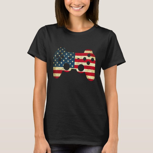 4th Of July Video Game Gamer Patriotic T-Shirt (Front)