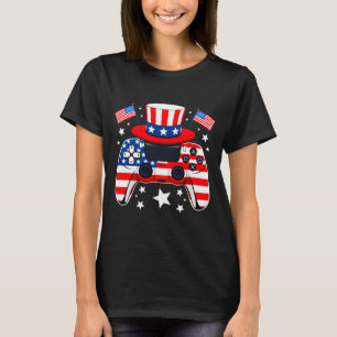 4th of july video gamer flag gaming patriot boys T-Shirt