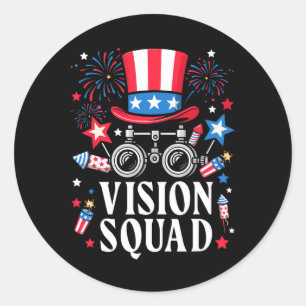 4th Of July Vision Squad Optometry Optician Optome Classic Round Sticker