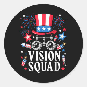 4th Of July Vision Squad Optometry Optician Optome Classic Round Sticker