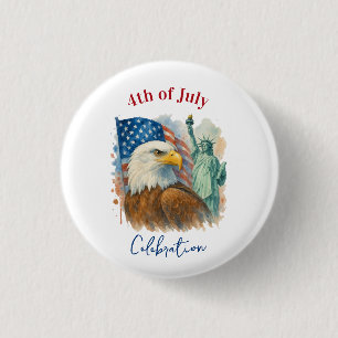 4th Of July watercolor Eagle Patriotic 3 Cm Round Badge
