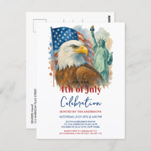 4th Of July watercolor Eagle Patriotic Party Postcard