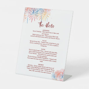 4th of July Wedding Menu, Minimalist Menu Pedestal Sign
