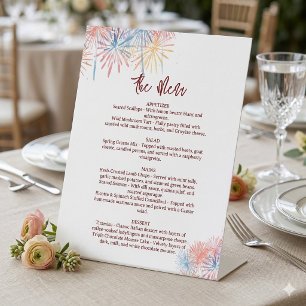 4th of July Wedding Menu, Minimalist Menu Pedestal Sign