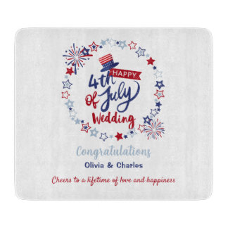 4th of July Wedding | Personalised Bride & Groom  Cutting Board