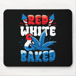 4th Of July Weed Red White Byked Funny Mouse Pad