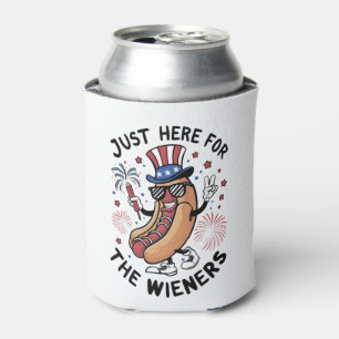 4th Of July Wieners USA American flag Patriotic Can Cooler