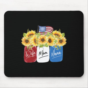 4th Of July Wife Mum Nana Sunflower With American Mouse Pad