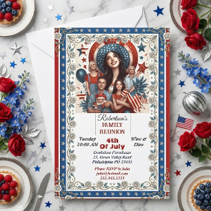 4th Of July Wine & Dine Family Reunion Party Photo Invitation