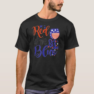 4th Of July Wine Red White And Blue Wine Wine Gla T-Shirt