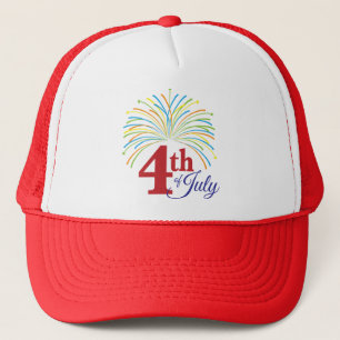 4th of July with Colourful Fireworks Trucker Hat
