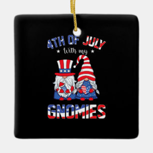 4th Of July With My Gnomies Patriotic Gnome Ceramic Ornament