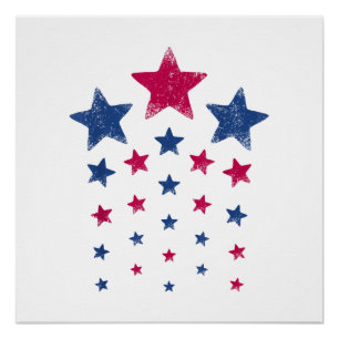 4th of July Women Men Kids Cute USA Patriotic Star Poster