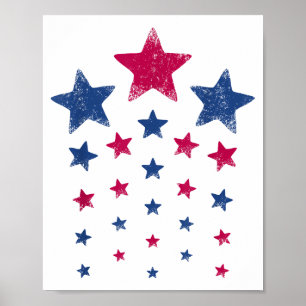 4th of July Women Men Kids Cute USA Patriotic Star Poster