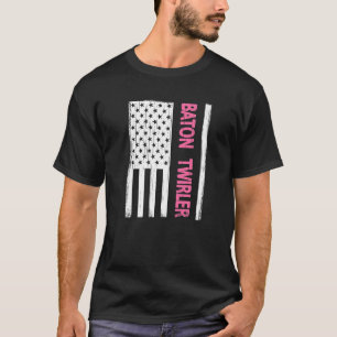4th of July Women US Flag baton twirling vintage f T-Shirt