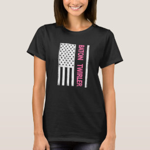 4th of July Women US Flag baton twirling vintage f T-Shirt