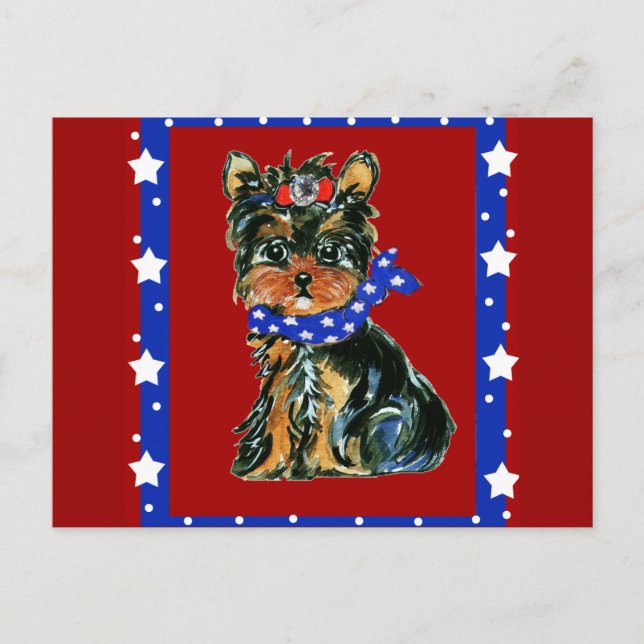 4th of July Yorkie Poo Postcard (Front)