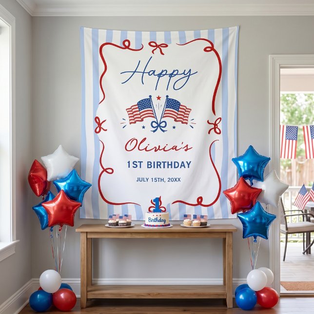 4th Of Patriotic Theme Birthday Tapestry (Creator Uploaded)