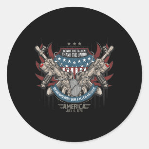 4th Patriotic America Military Veteran Independenc Classic Round Sticker