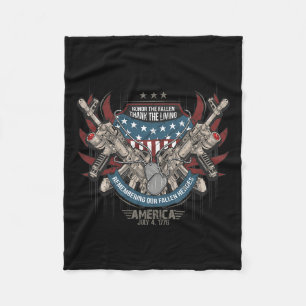 4th Patriotic America Military Veteran Independenc Fleece Blanket